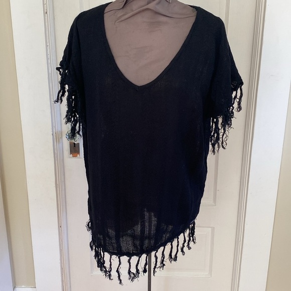 Billabong Fringed Black Top Large‎ - Picture 1 of 7